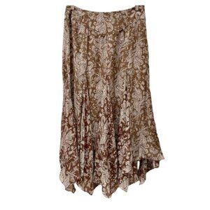 Lauren Ralph Lauren Brown Paisly Ruffle Maxi Skirt
